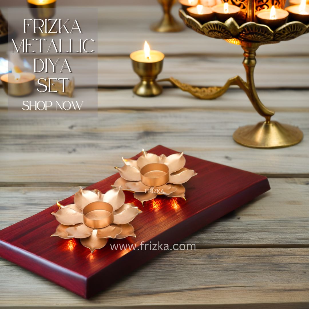 Frizka Metallic Diyas Set of 2