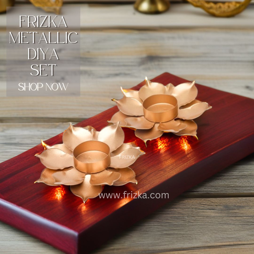 Frizka Metallic Diyas Set of 2