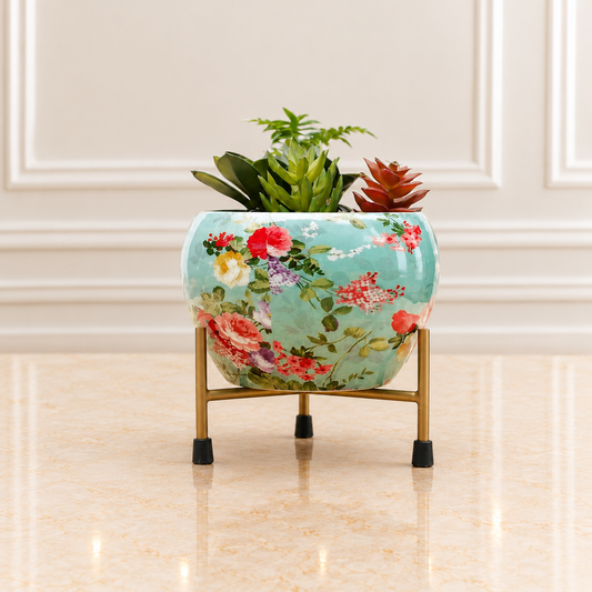 Metal Meena Pot & Tri stand (Set of 2)