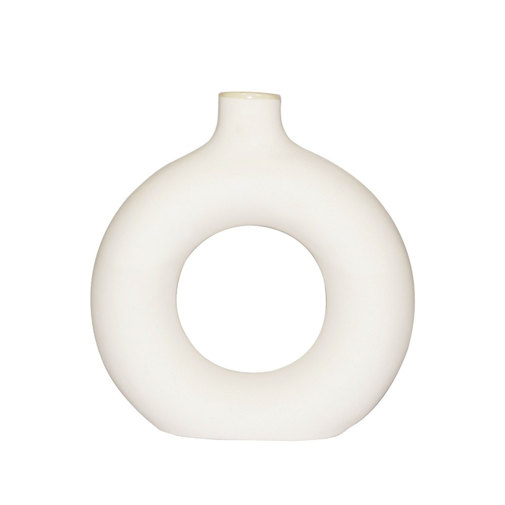 White Ceramic Donut Vase - 1 Pc