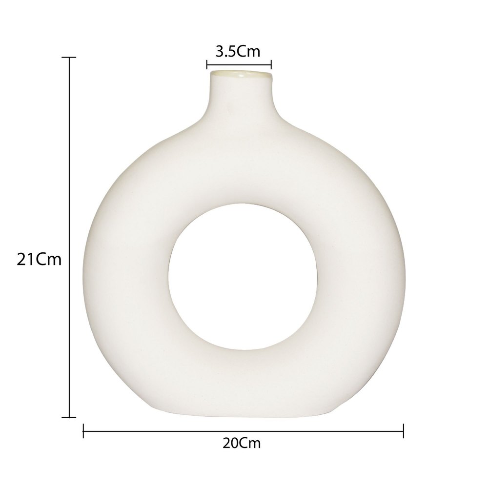 White Ceramic Donut Vase - 1 Pc