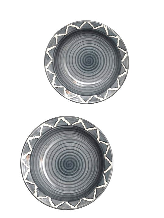 Grey Moroccan Design Pasta Plate (Set of 2)