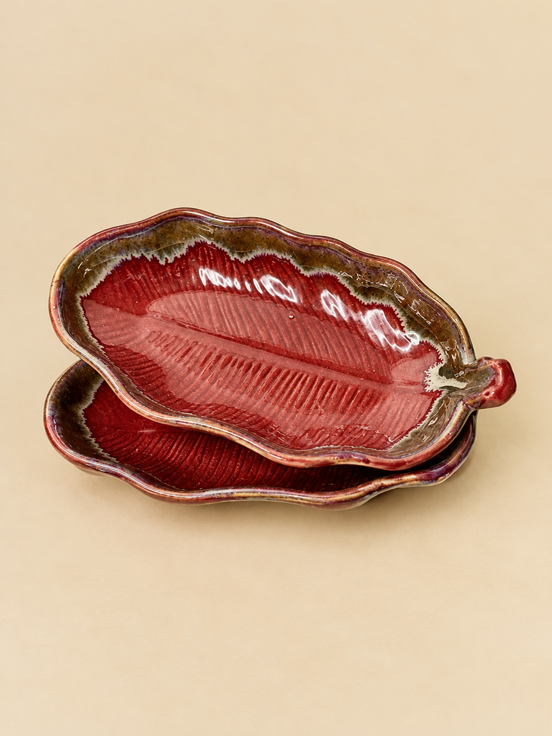 Serving Platter Maroon (Set of 2)