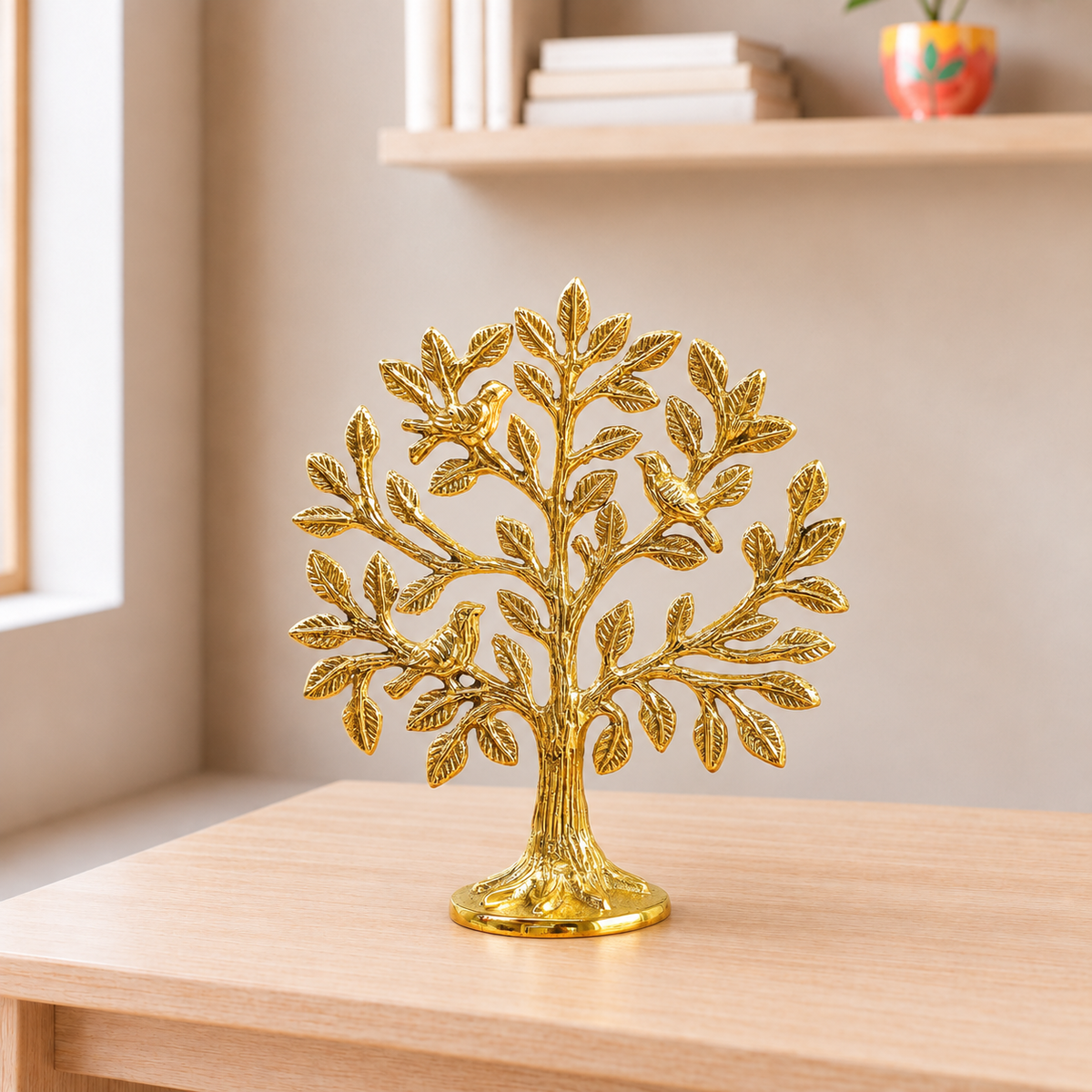 Aluminium Kalpavriksha Tree of Life with Birds – 6 Inch