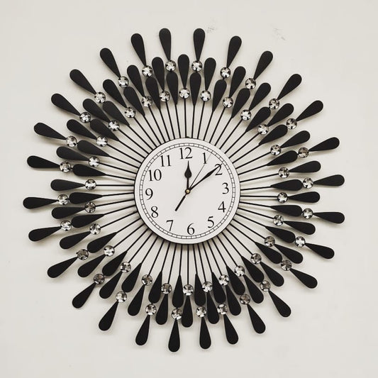 Stylish Wall Clock - Black and Silver