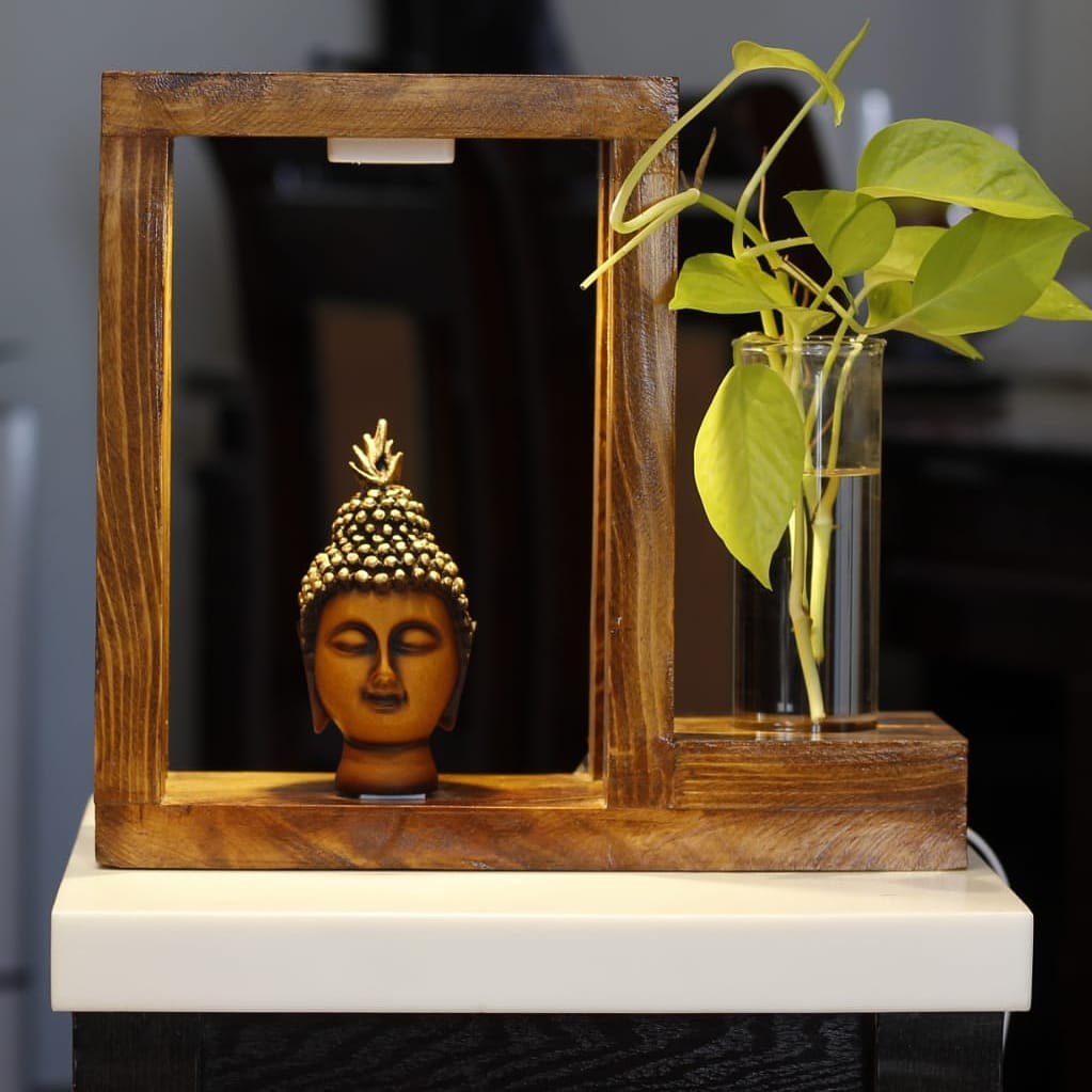 Lamp with Glass Planter stand and LED Light