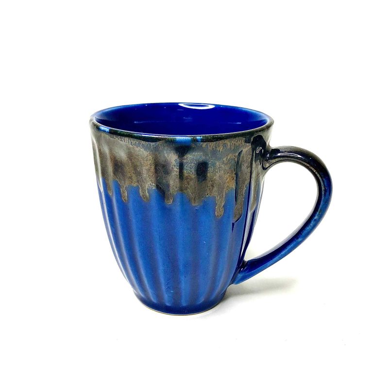 Blue And Brown Dual Dipped Ceramic Mugs - Set of 2