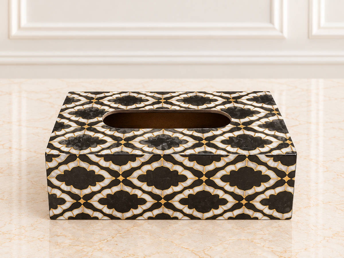 Black & Gold Tissue Box Holder