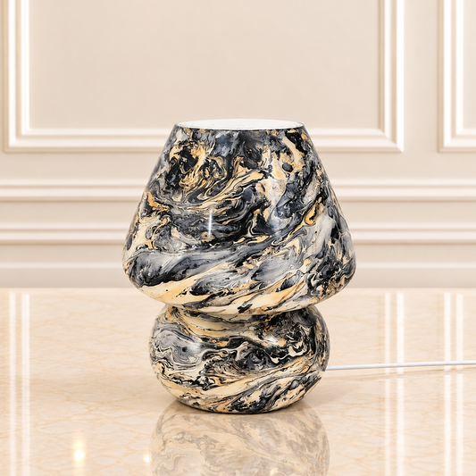 Amber Dome Table Lamp – Warm Glow Decorative Glass Desk Light