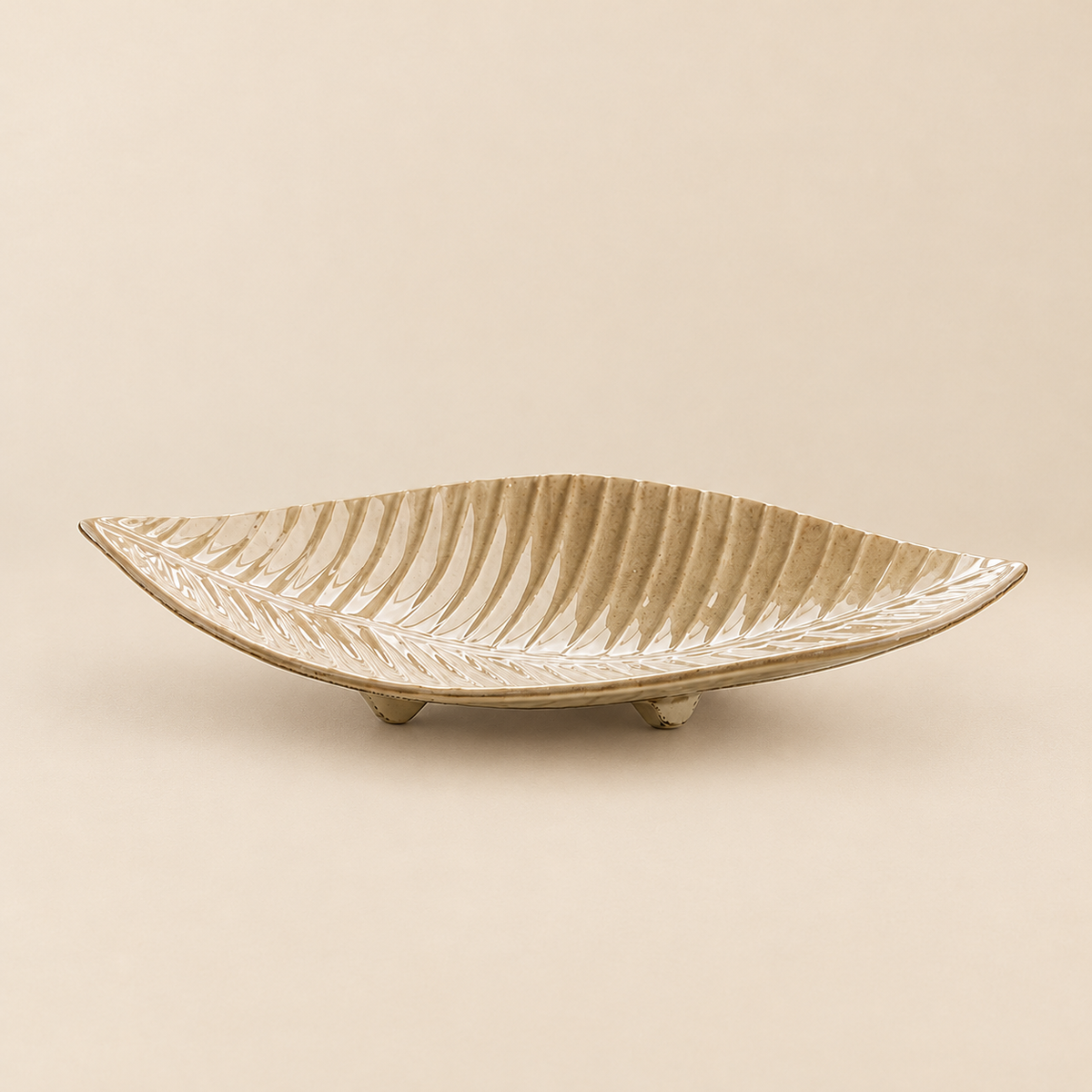 Beige Leaf Studio Platter - 1 Pc