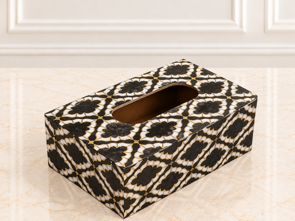 Black & Gold Tissue Box Holder