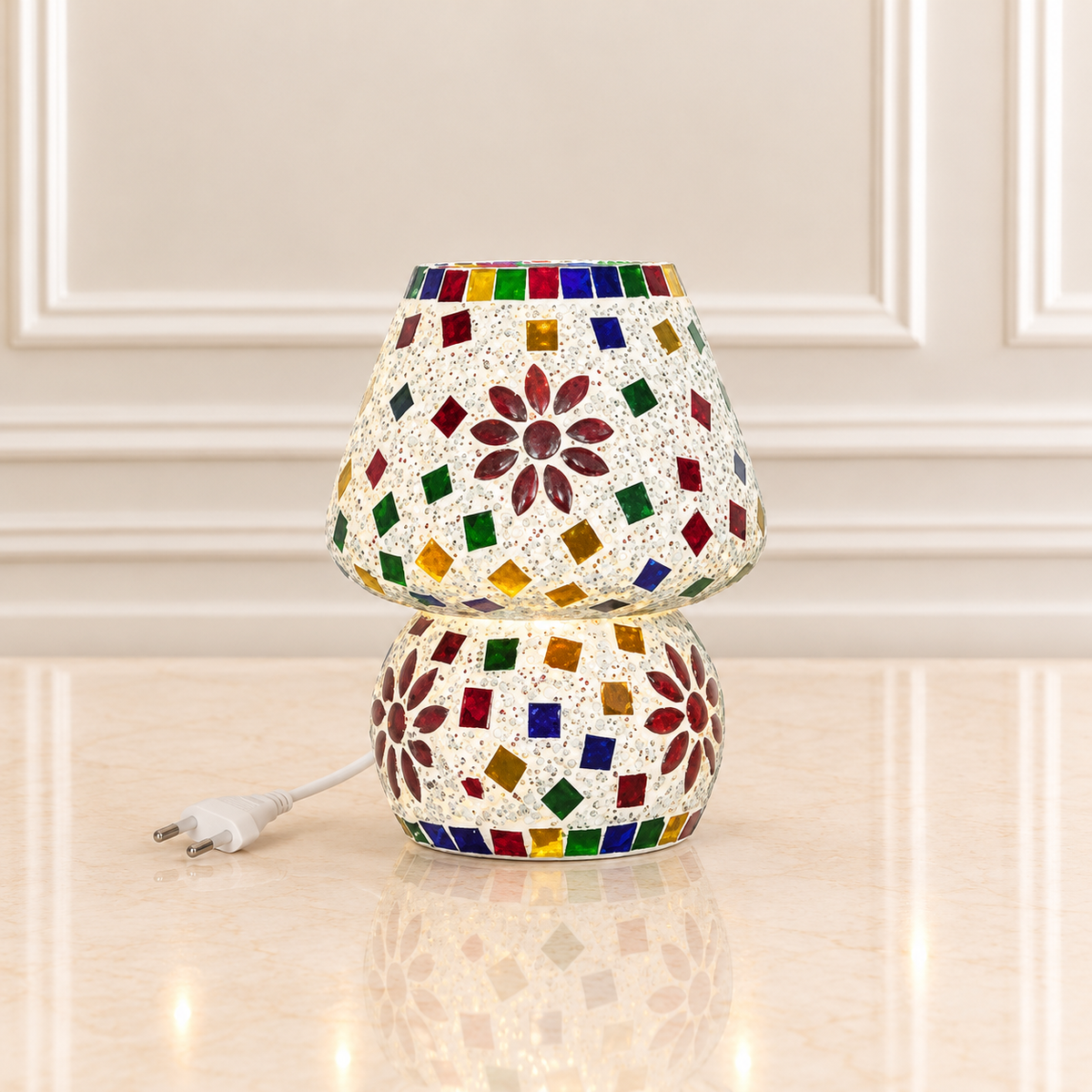 Mosaic Glow Table Lamp – Handmade Glass Mosaic Ambient Night Light