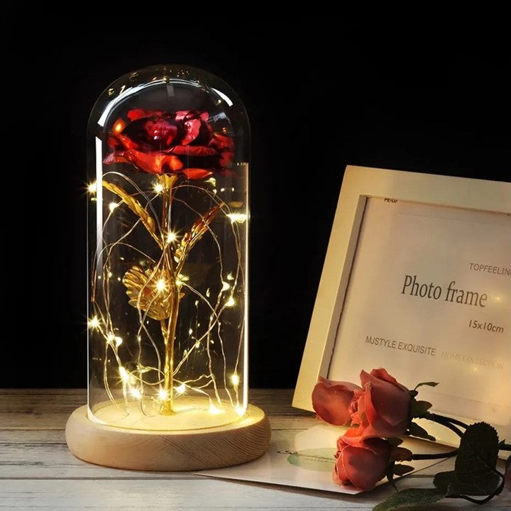 Valentines Day Red Rose Gift with LED Light