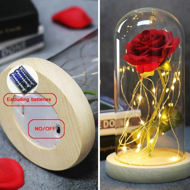 Valentines Day Red Rose Gift with LED Light