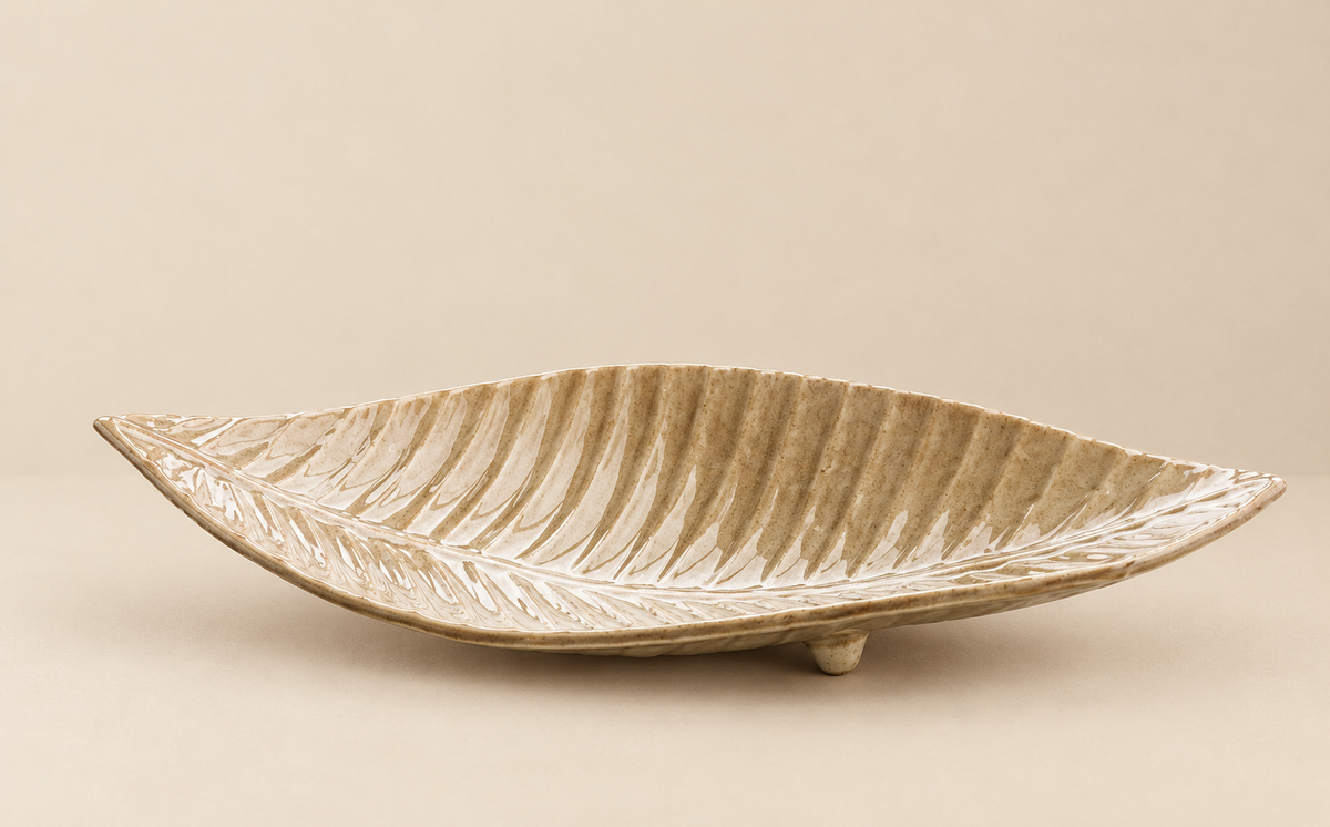 Beige Leaf Studio Platter - 1 Pc
