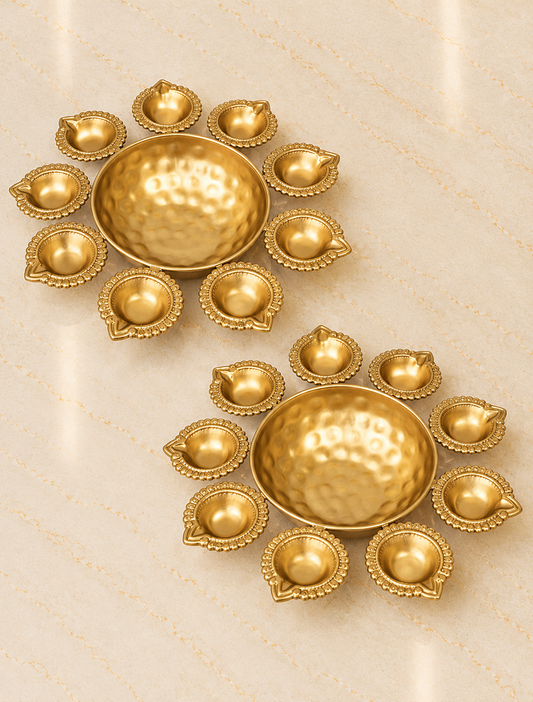 Gold Diya Urli Iron (Set of 2)