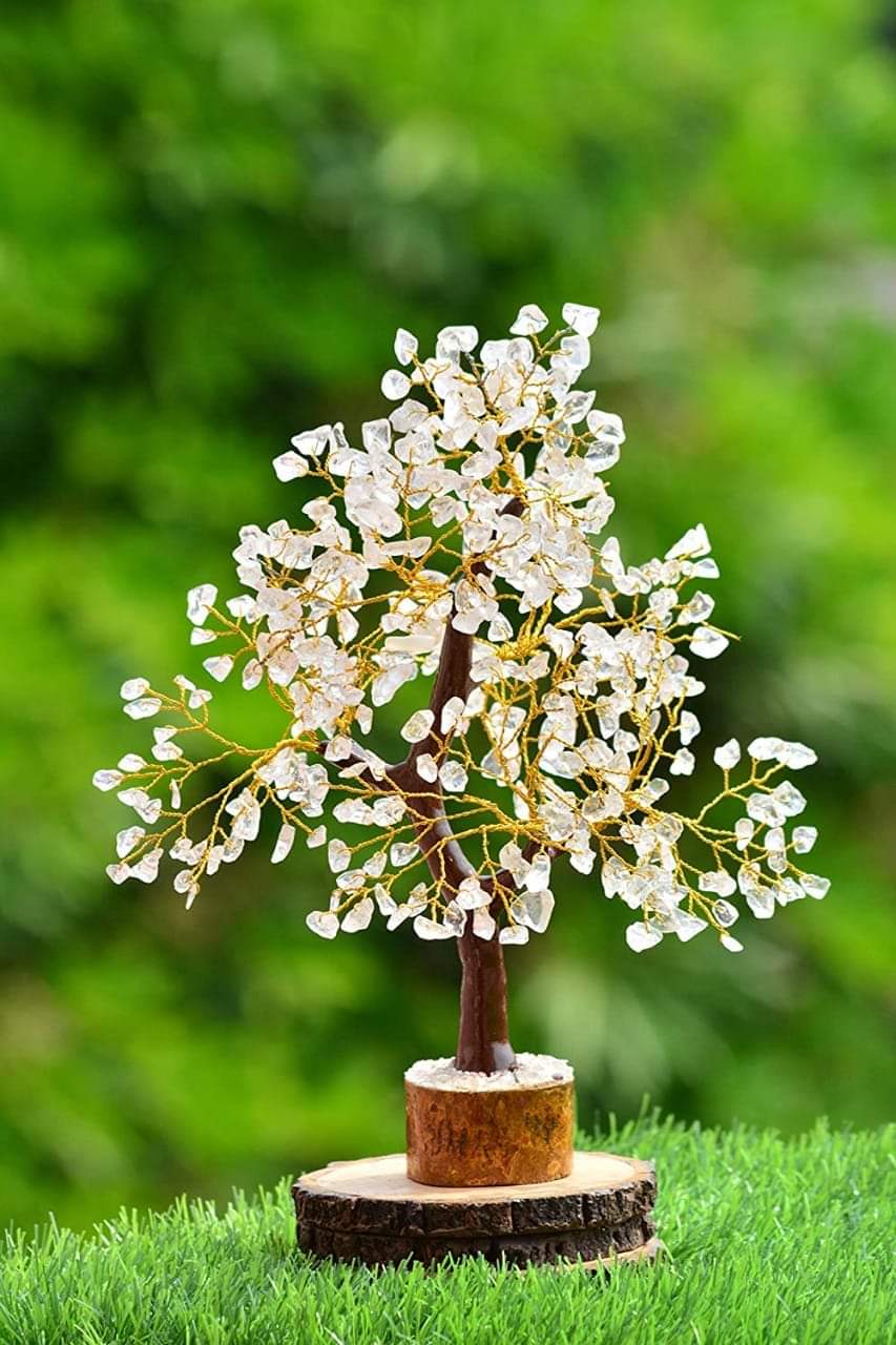 FRIZKA clear quartz tree for Home Decor 500 chips (Money Tree for Good Luck, Wealth & Home)