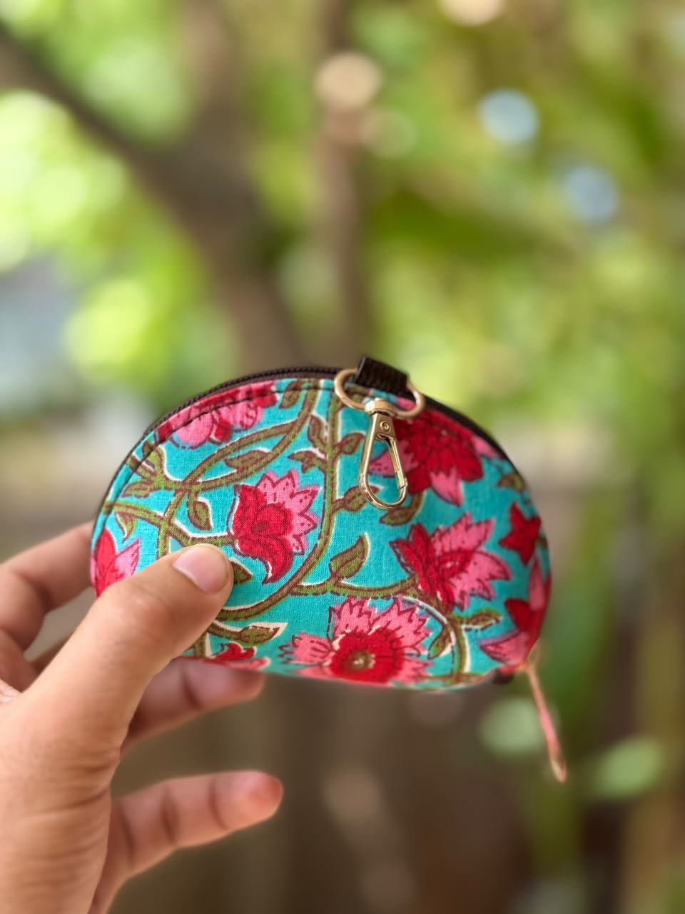 Hand Block Printed Fabric Coin Pouch (Assorted Set of 5)