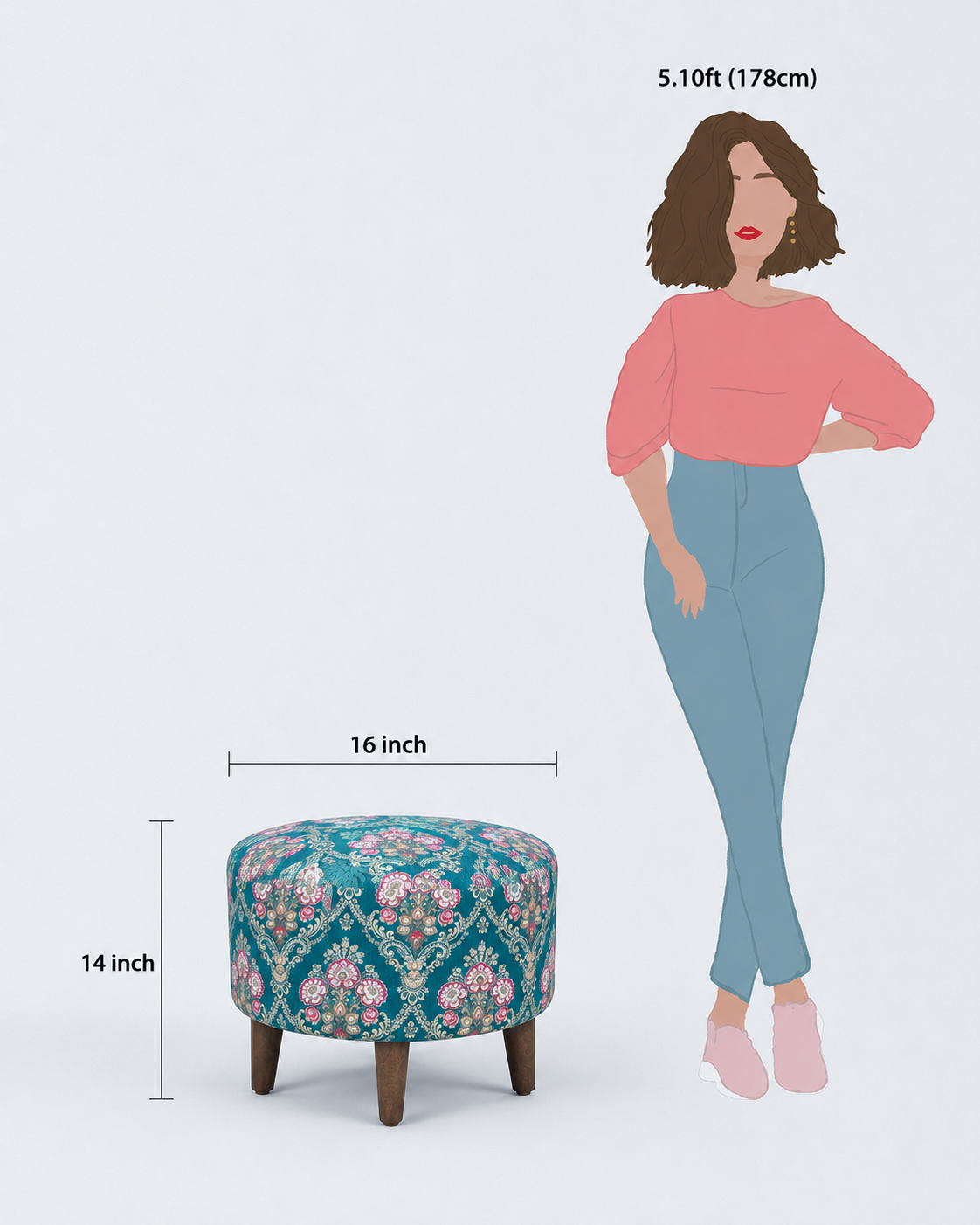 Teal Floral Footrest