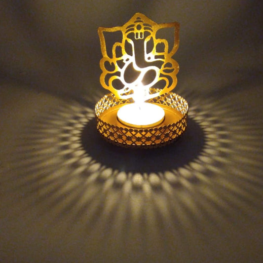 FRIZKA Handmade Ganesha tealight Candle Holder Stand-2 pcs