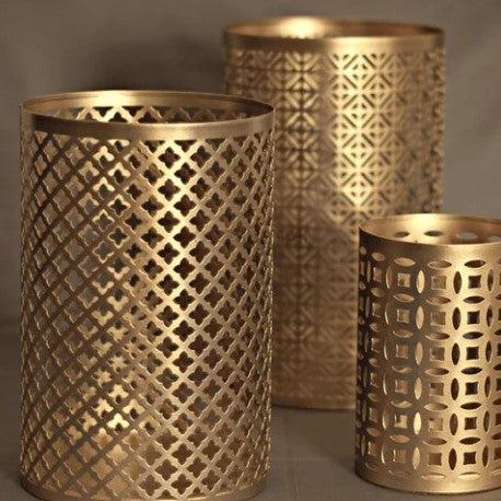 FRIZKA Gold Pierced Tealight Candle Holders Set Of 3