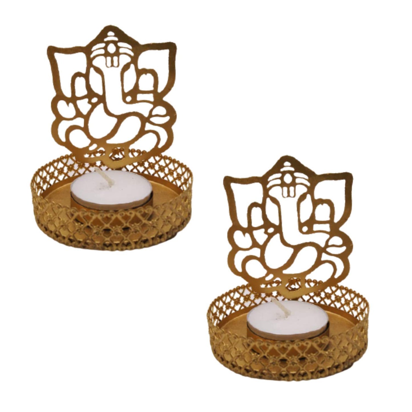 FRIZKA Handmade Ganesha tealight Candle Holder Stand-2 pcs