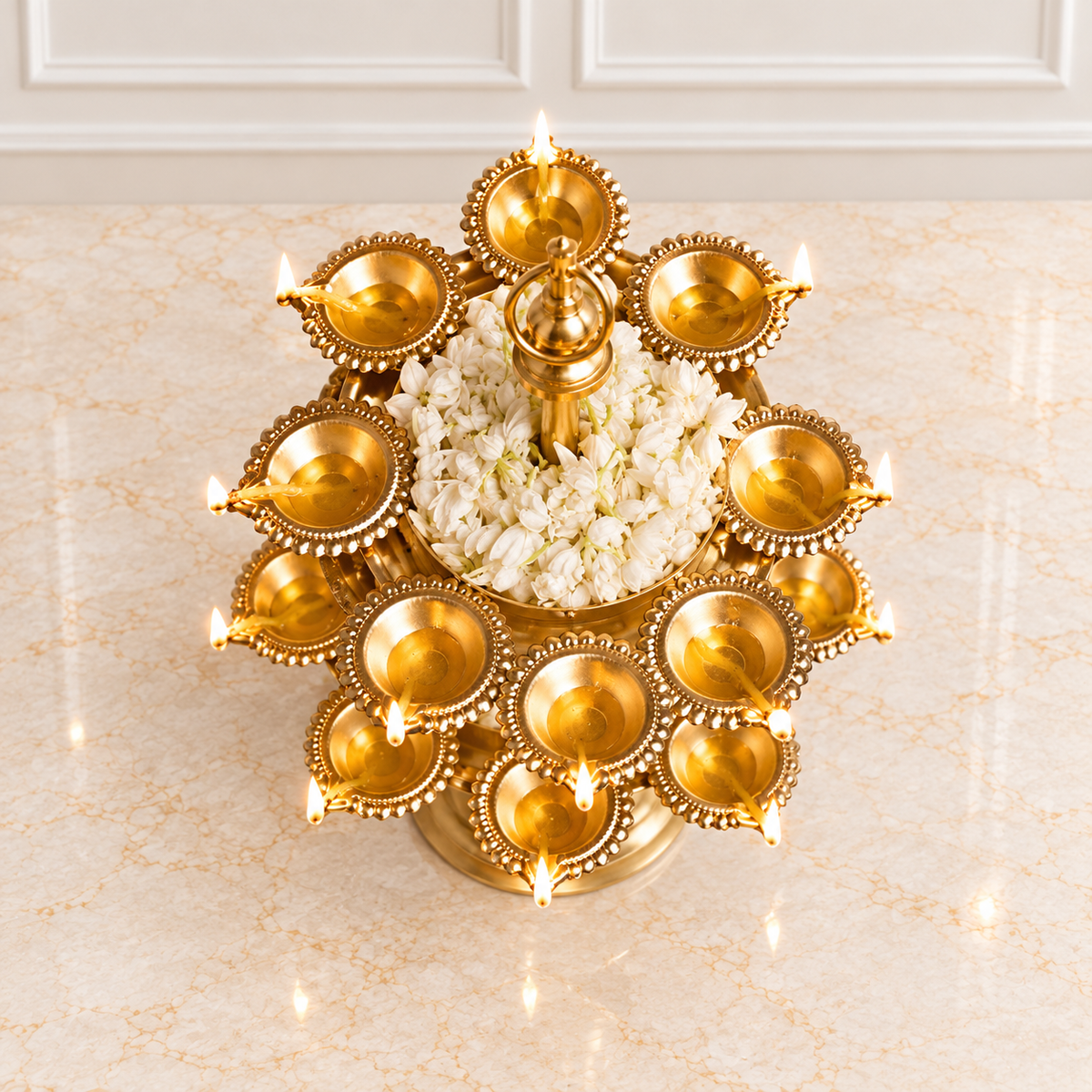 Two-Layer Diya Urli with Stand