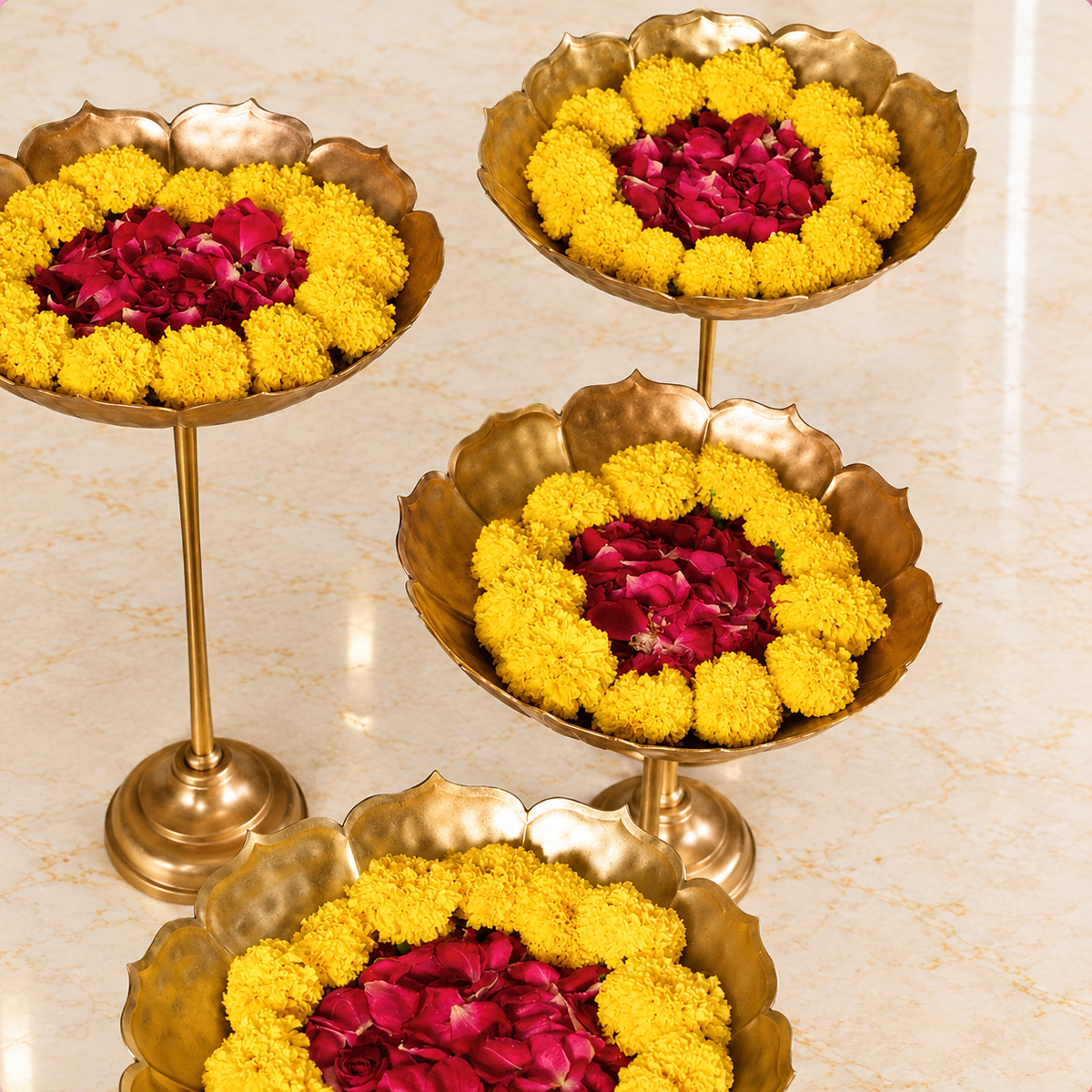 Gold Urli with Stand (Set of 3)