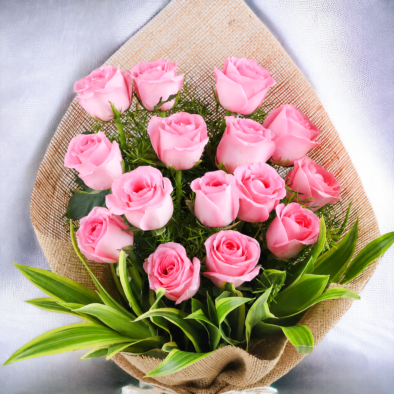 Pink Rose Bouquet & Crochet Flower Rakhi Combo