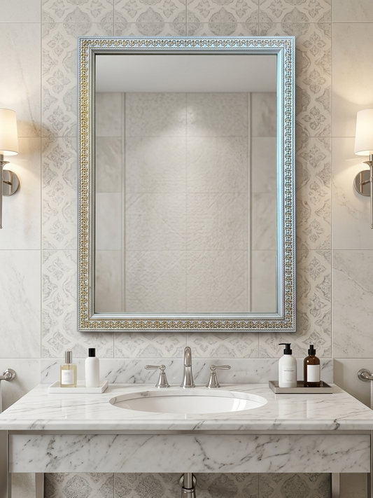 Classic Gold Accent Decorative Mirror Frame | 13.75" x 19.75" | White | Wall Décor for Home