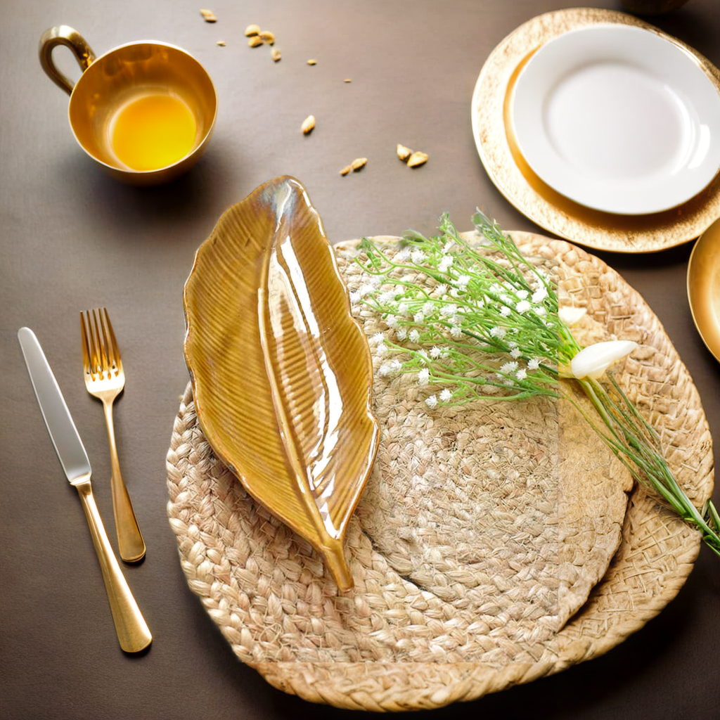 Ceramic Exotic Glazed Leaf Platter - 1 Piece