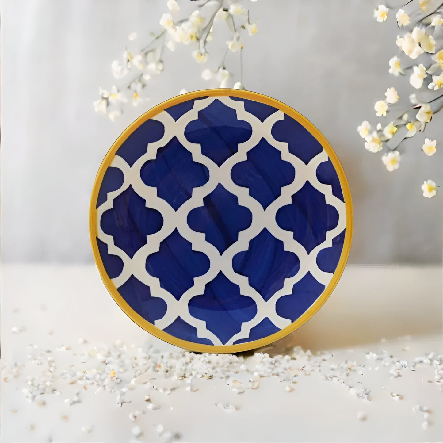 Frizka Moroccan Handpainted Ceramic Dinner Plates Set of 2 Ceramic Plates For Dinner and 2 bowls/katoris(10 Inch, Microwave Safe Plates & Dishwasher Safe) | Dinner Plates Ceramic - 4 Pieces