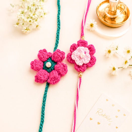 Crochet Flower Rakhi Set of 2