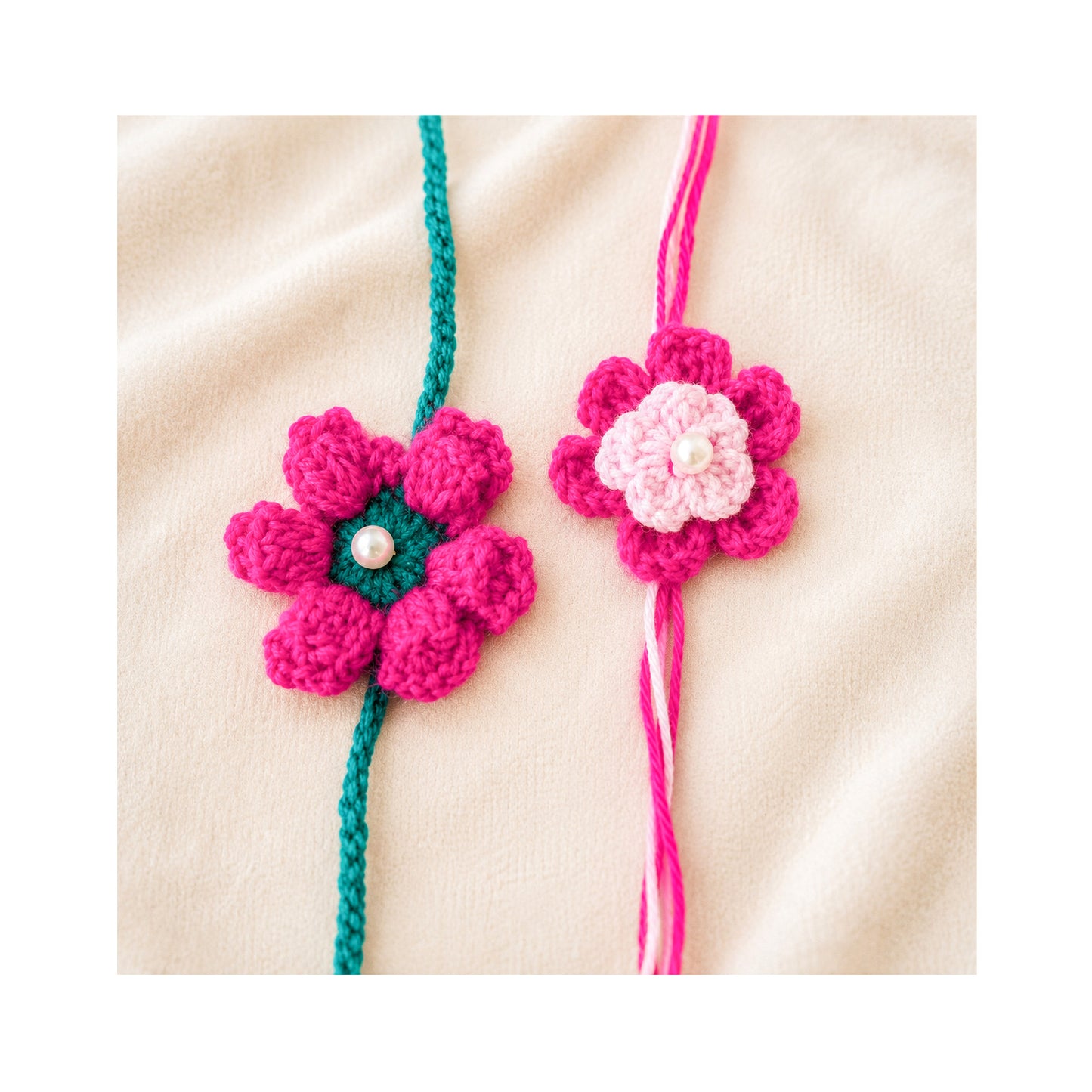 Crochet Flower Rakhi Set of 2