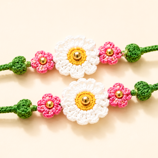 Handmade Crochet Rakhi with Flower Design