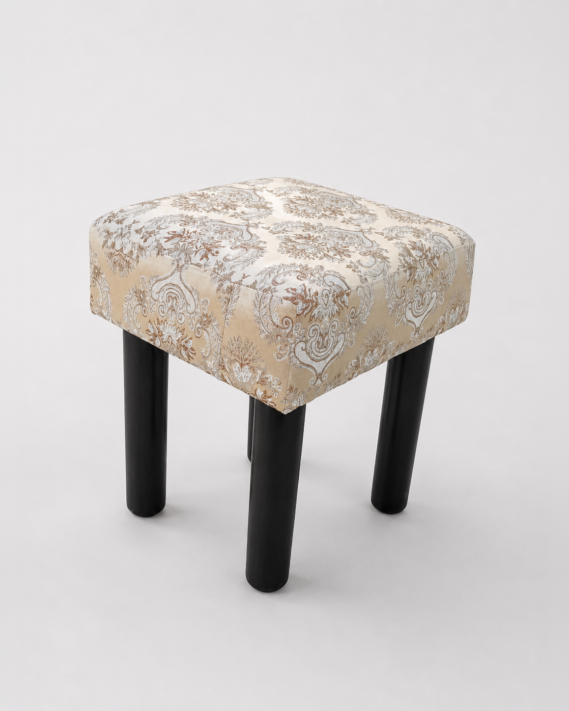 Beige Damask Fabric Footrest