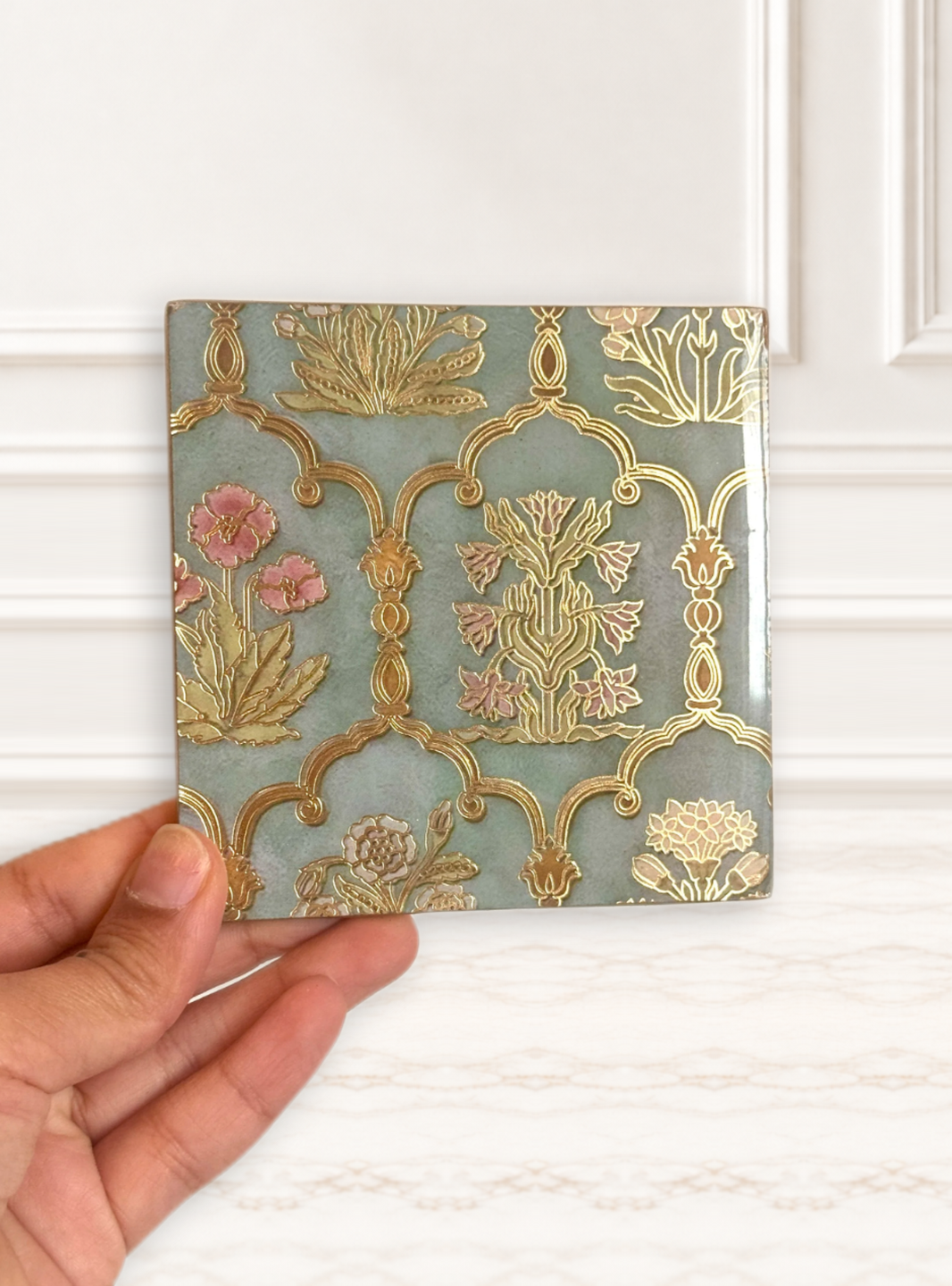 Set of 6 Coasters with Case – Gulnaar Floral Arch