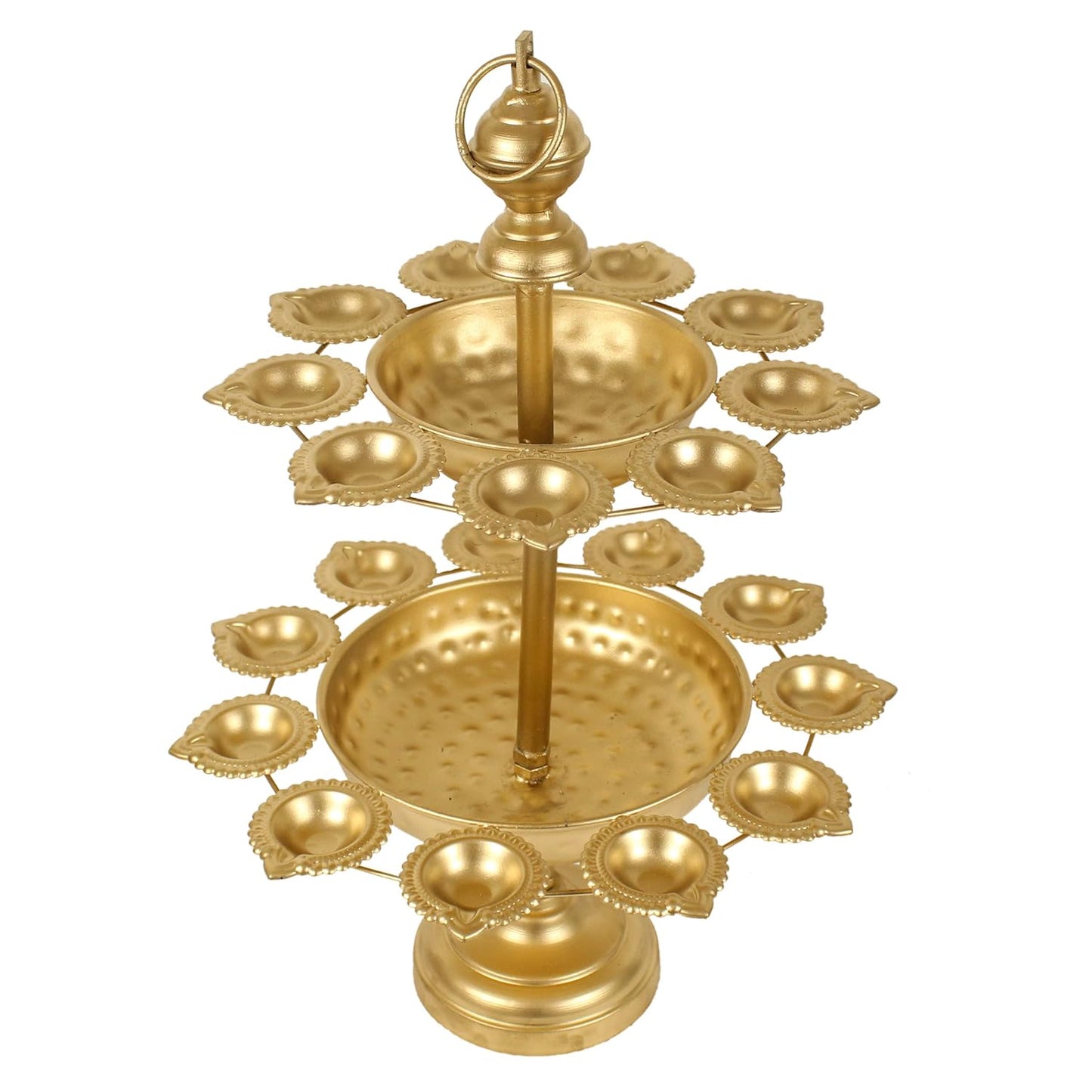 Frizka 2 Layer Urli Bowl for Home Decoration, Idol for Floating diyas, tealight Candles and Flowers, Home, Office and Table Décor, Diwali Decoration Items (Golden, 2 Layer)- 1 Piece